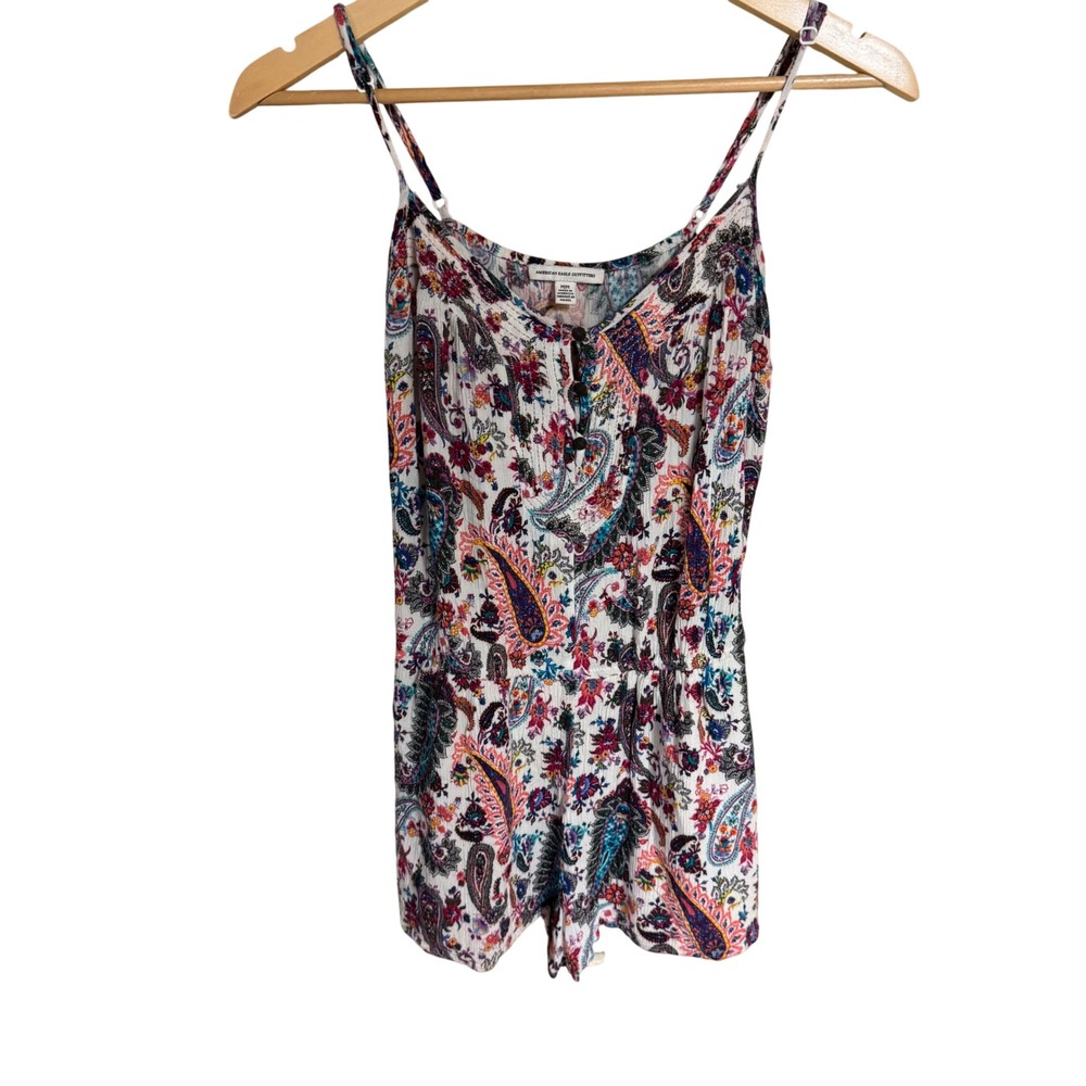 American Eagle Outfitters Paisley Floral Romper Womens Medium Multi-Color Boho